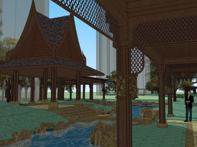 Sketchup景观模型|廊架景观,新中式风格 Sketchup景观模型|廊架景观,新中式风格