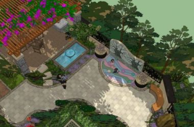 Sketchup景观模型|别墅庭院景观,庭院景观,现代风格-BIM建筑网