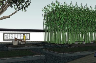 Sketchup景观模型|别墅庭院景观,别墅景观,庭院景观,中式风格-BIM建筑网