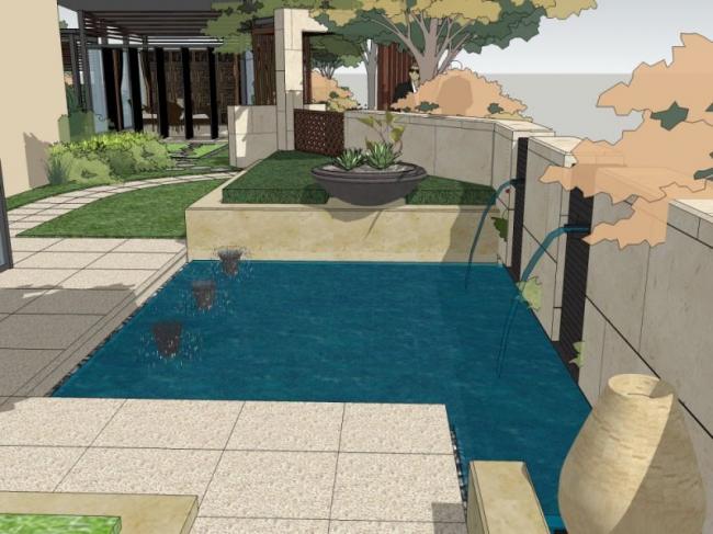 Sketchup景观模型|庭院花园景观,现代风格 Sketchup景观模型|庭院花园景观,现代风格