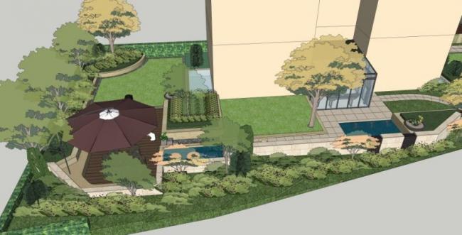 Sketchup景观模型|庭院花园景观,现代风格 Sketchup景观模型|庭院花园景观,现代风格