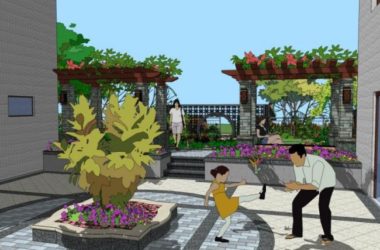 Sketchup景观模型|别墅庭院,中式风格-BIM建筑网