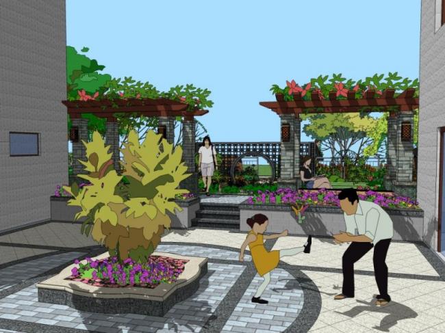 Sketchup景观模型|别墅庭院,中式风格 Sketchup景观模型|别墅庭院,中式风格