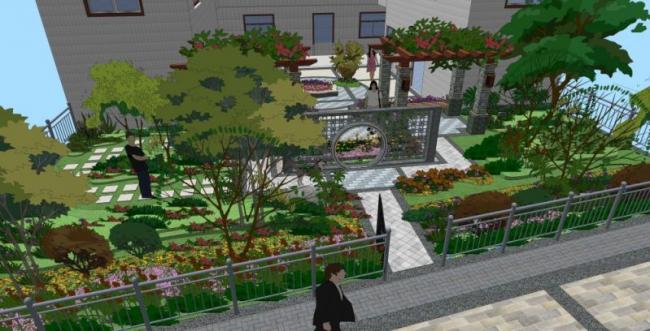 Sketchup景观模型|别墅庭院,中式风格 Sketchup景观模型|别墅庭院,中式风格