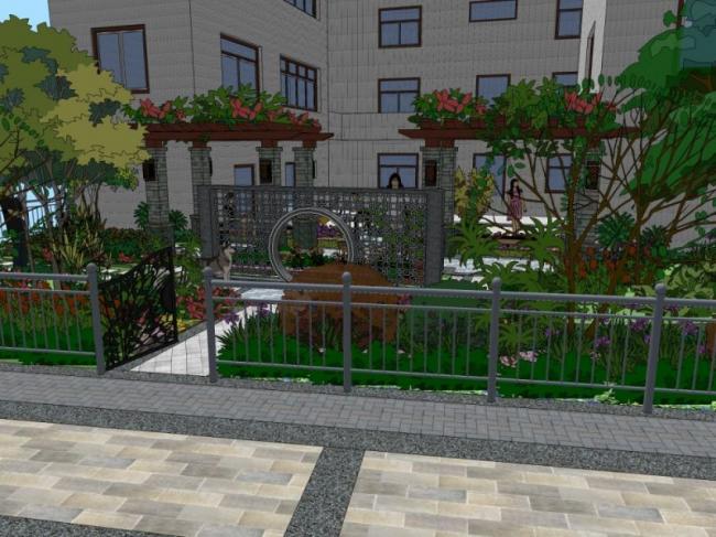Sketchup景观模型|别墅庭院,中式风格 Sketchup景观模型|别墅庭院,中式风格