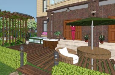 Sketchup景观模型|别墅庭院景观,现代风格-BIM建筑网