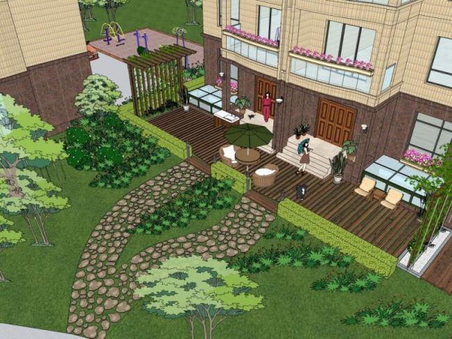 Sketchup景观模型|别墅庭院景观,现代风格 Sketchup景观模型|别墅庭院景观,现代风格