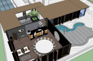 Sketchup景观模型|屋顶花园景观,中式风格-BIM建筑网