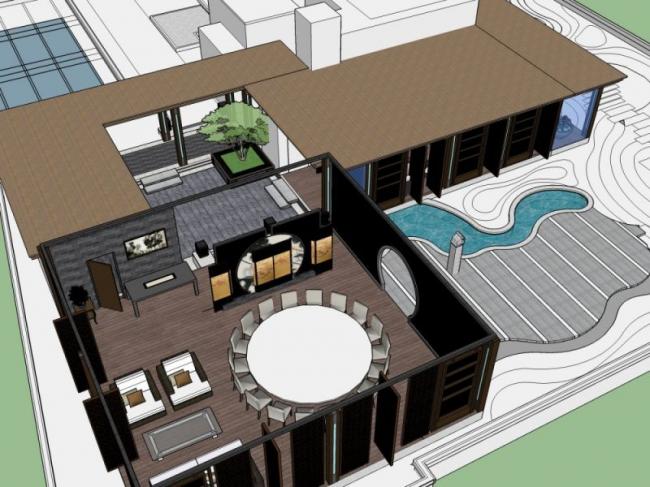 Sketchup景观模型|屋顶花园景观,中式风格 Sketchup景观模型|屋顶花园景观,中式风格