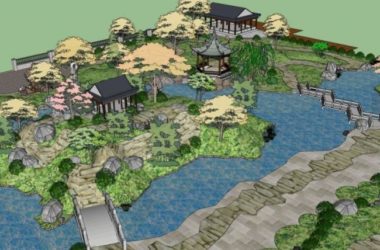 Sketchup景观模型|园林景观,中式园林,中式风格-BIM建筑网