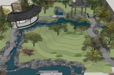 Sketchup景观模型|庭院花园景观,中式风格-BIM建筑网