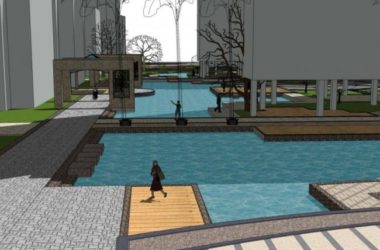 Sketchup景观模型|小区景观,中式风格-BIM建筑网