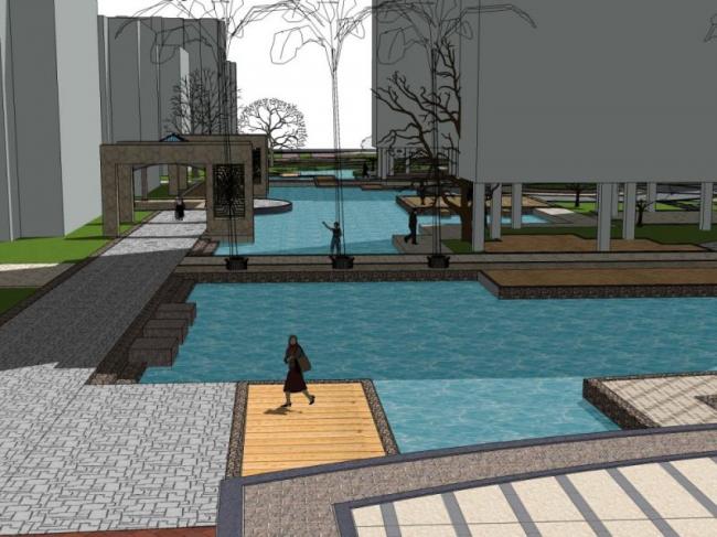 Sketchup景观模型|小区景观,中式风格 Sketchup景观模型|小区景观,中式风格