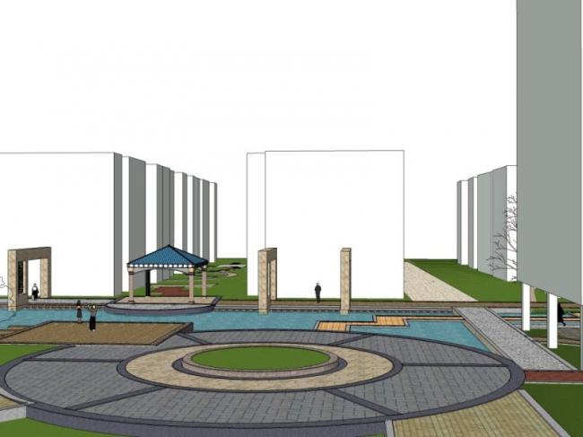 Sketchup景观模型|小区景观,中式风格 Sketchup景观模型|小区景观,中式风格