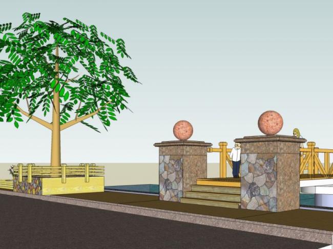 Sketchup景观模型|小桥景观,现代风格 Sketchup景观模型|小桥景观,现代风格