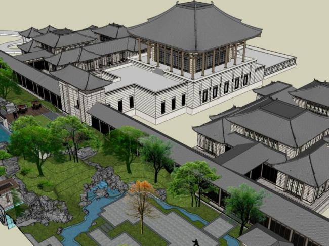 Sketchup景观模型|游园景观,中式风格 Sketchup景观模型|游园景观,中式风格