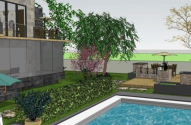 Sketchup景观模型|别墅景观,庭院景观,别墅庭院,现代风格-BIM建筑网