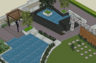 Sketchup景观模型|庭院景观,现代风格-BIM建筑网