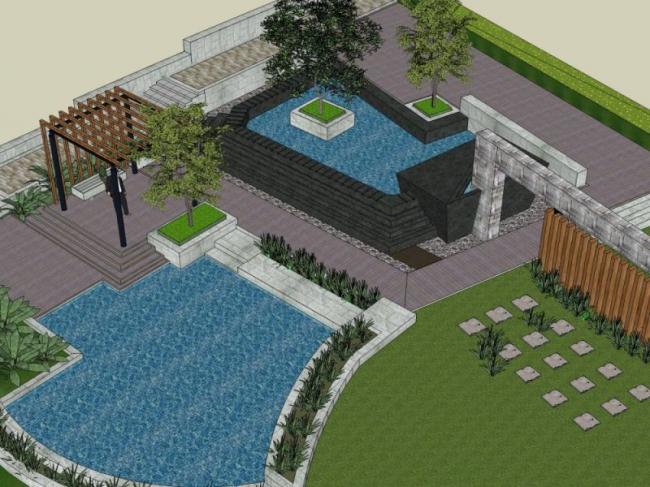 Sketchup景观模型|庭院景观,现代风格 Sketchup景观模型|庭院景观,现代风格