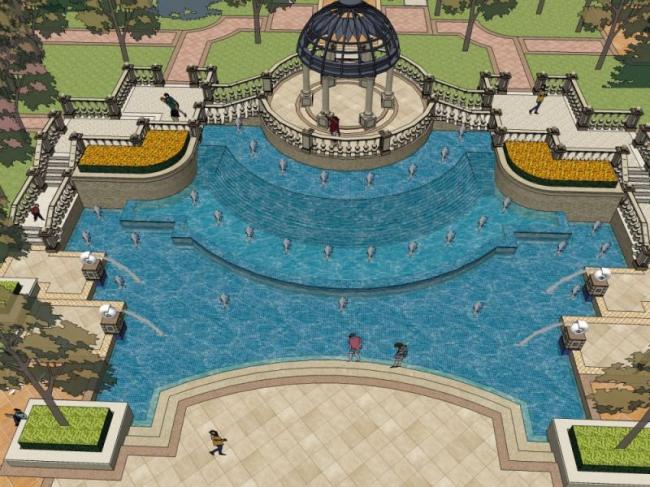 Sketchup景观模型|滨水景观,古典风格 Sketchup景观模型|滨水景观,古典风格