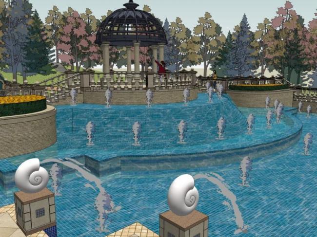 Sketchup景观模型|滨水景观,古典风格 Sketchup景观模型|滨水景观,古典风格