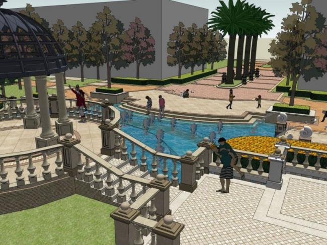 Sketchup景观模型|滨水景观,古典风格 Sketchup景观模型|滨水景观,古典风格