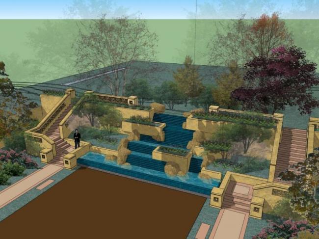 Sketchup景观模型|滨水景观,古典风格 Sketchup景观模型|滨水景观,古典风格