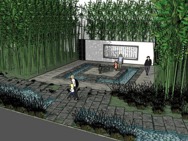 Sketchup景观模型|小型景观,新中式风格 Sketchup景观模型|小型景观,新中式风格