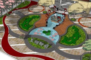 Sketchup景观模型|入口景观,广场景观,现代风格-BIM建筑网