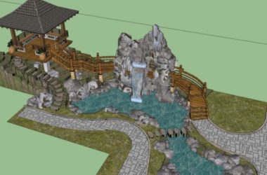 Sketchup景观模型|园林景观,中式园林,中式风格-BIM建筑网