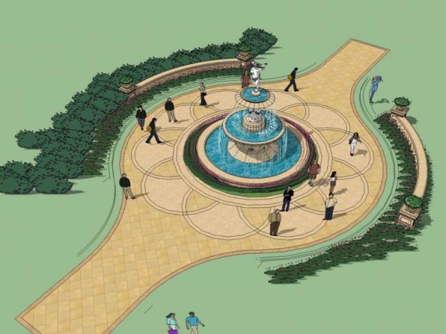 Sketchup景观模型|广场景观,古典风格 Sketchup景观模型|广场景观,古典风格