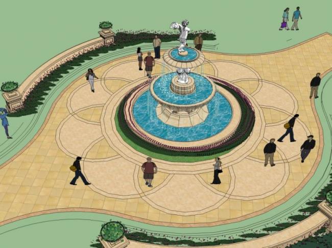 Sketchup景观模型|广场景观,古典风格 Sketchup景观模型|广场景观,古典风格