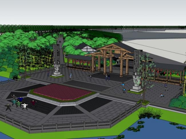 Sketchup景观模型|公园景观,中式风格 Sketchup景观模型|公园景观,中式风格