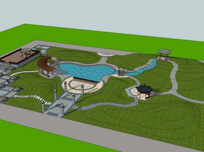 Sketchup景观模型|小游园景观,中式风格 Sketchup景观模型|小游园景观,中式风格