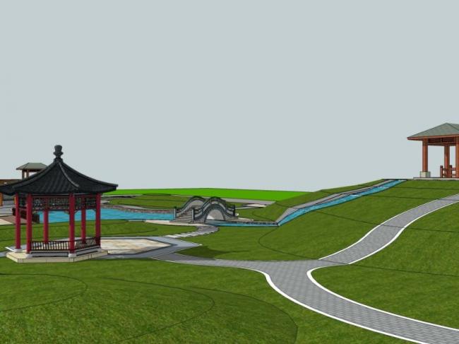 Sketchup景观模型|小游园景观,中式风格 Sketchup景观模型|小游园景观,中式风格