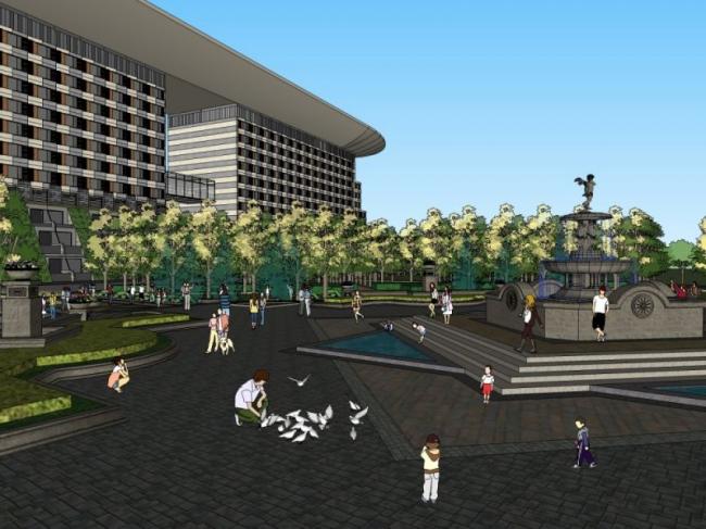 Sketchup景观模型|办公景观,古典风格 Sketchup景观模型|办公景观,古典风格