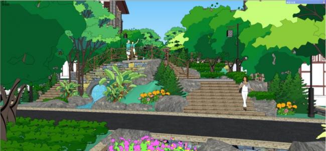 Sketchup景观模型|住宅景观,古典风格 Sketchup景观模型|住宅景观,古典风格