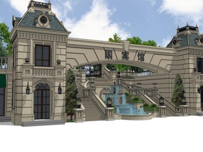Sketchup景观模型|商业入口景观,古典风格 Sketchup景观模型|商业入口景观,古典风格