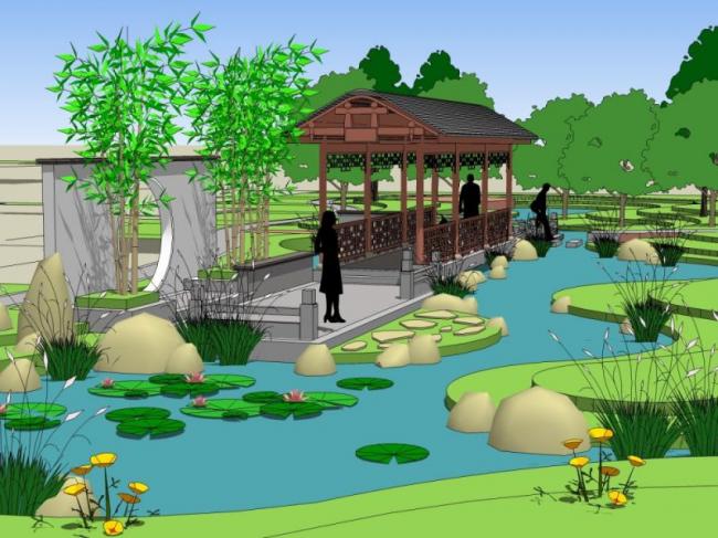 Sketchup景观模型|花园景观,中式风格 Sketchup景观模型|花园景观,中式风格