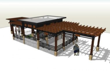 Sketchup景观模型|廊架景观,中式风格-BIM建筑网