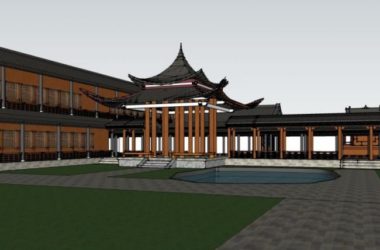 Sketchup住宅模型|多层庭院,居住建筑,中式风格-BIM建筑网