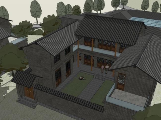 Sketchup酒店模型|多层园林酒店,中式风格 Sketchup酒店模型|多层园林酒店,中式风格