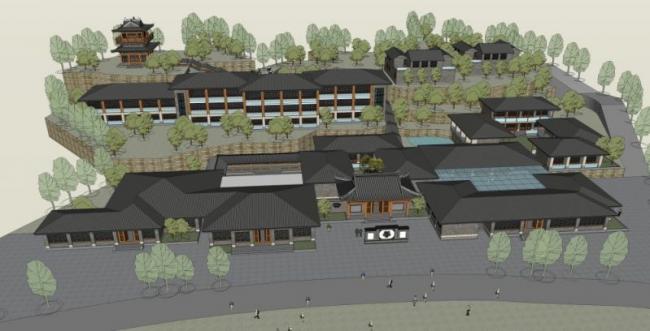 Sketchup酒店模型|多层园林酒店,中式风格 Sketchup酒店模型|多层园林酒店,中式风格