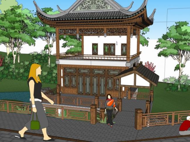 Sketchup商业模型|会所,中式风格 Sketchup商业模型|会所,中式风格