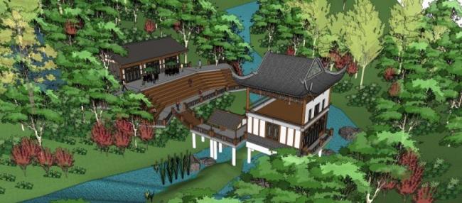 Sketchup商业模型|会所,中式风格 Sketchup商业模型|会所,中式风格