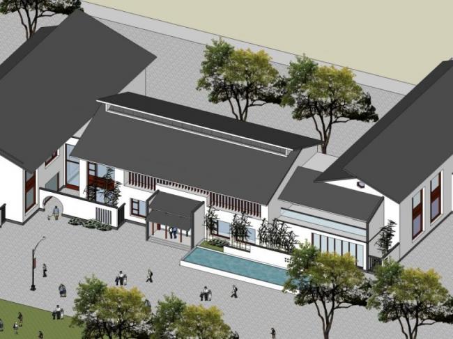 Sketchup商业模型|低层会所,中式风格 Sketchup商业模型|低层会所,中式风格