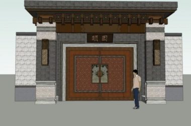 Sketchup小品模型|大宅门头,中式风格,小品,大门-BIM建筑网