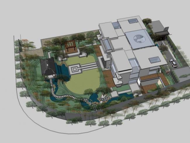 Sketchup景观模型|庭院景观,中式风格 Sketchup景观模型|庭院景观,中式风格