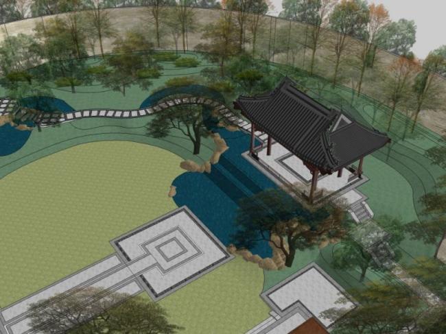 Sketchup景观模型|庭院景观,中式风格 Sketchup景观模型|庭院景观,中式风格