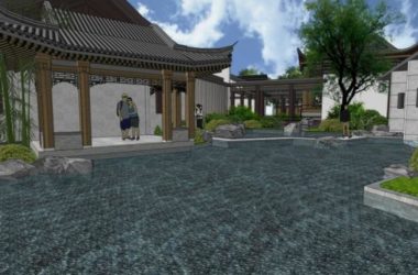 Sketchup景观模型|院落景观,中式风格-BIM建筑网